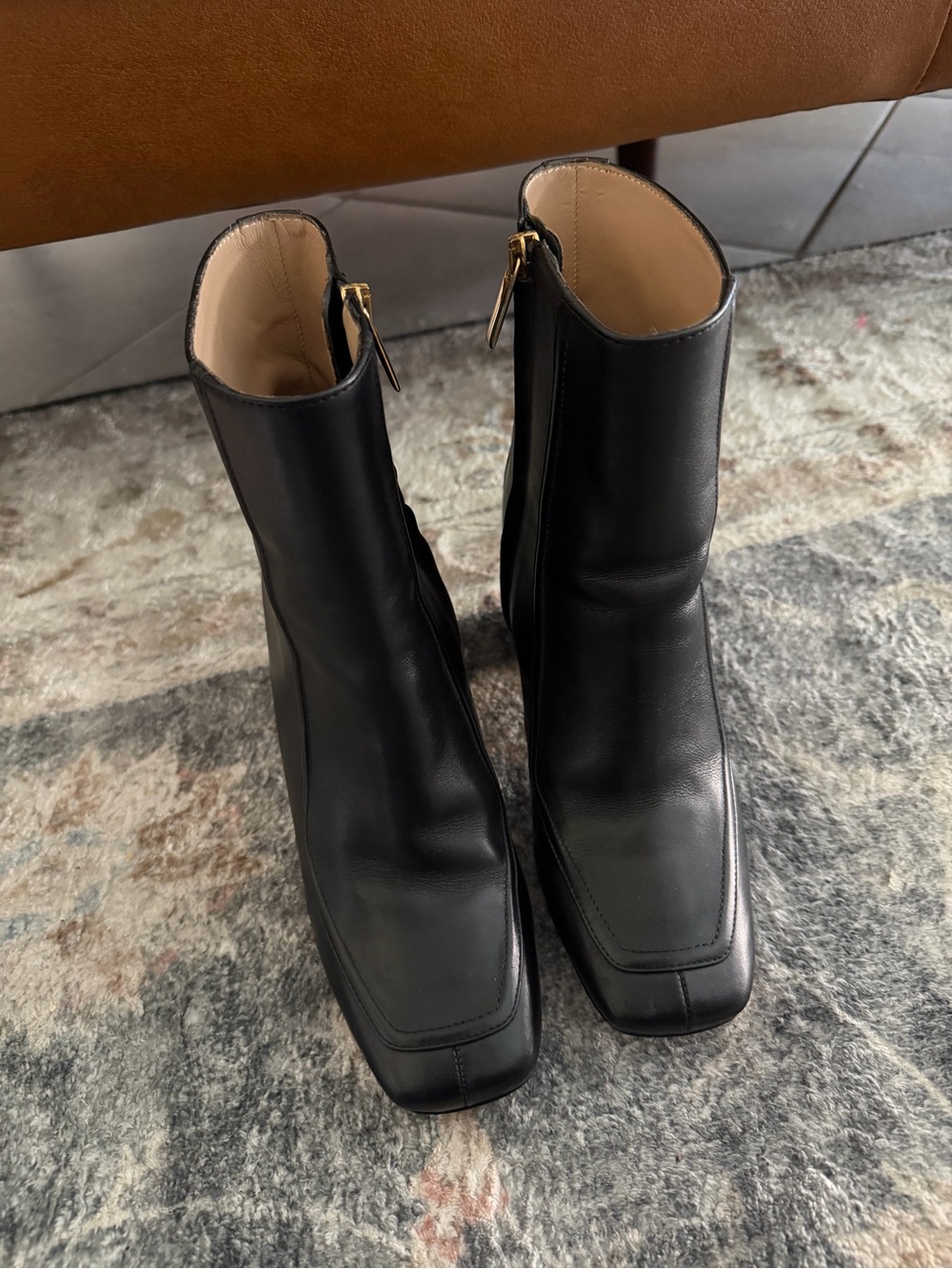 J CREW • leather apron square toe heeled boots - Picture 2 of 8
